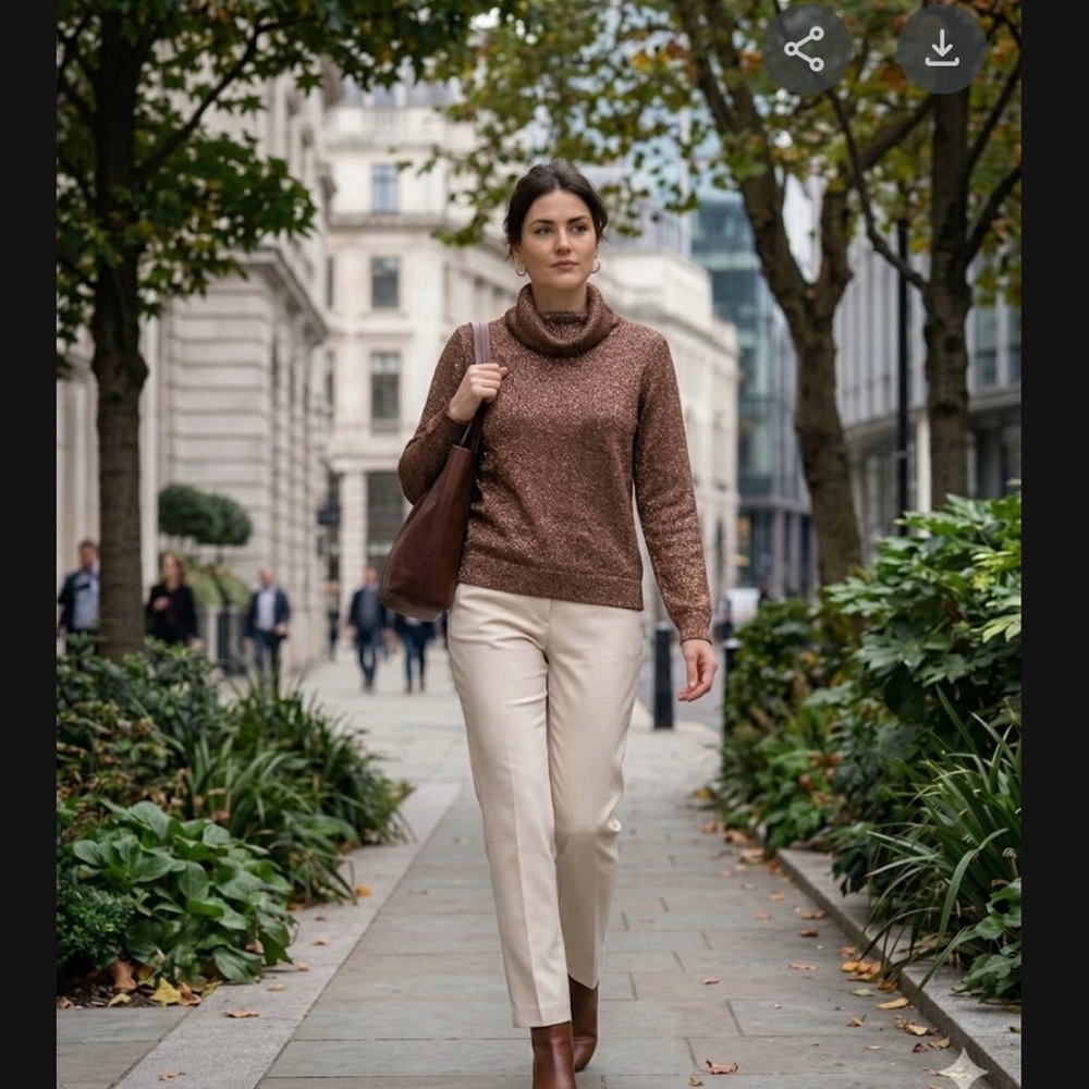 Metallic Gold Turtleneck Sweater